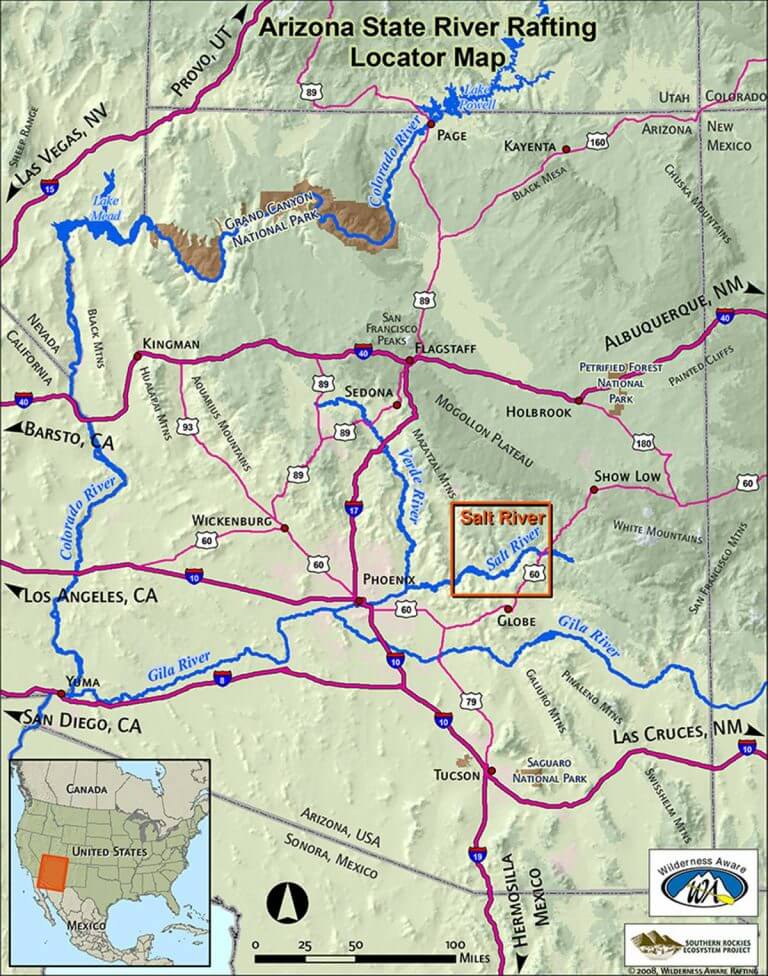 Salt River Locator Map Arizona White Water Rafting