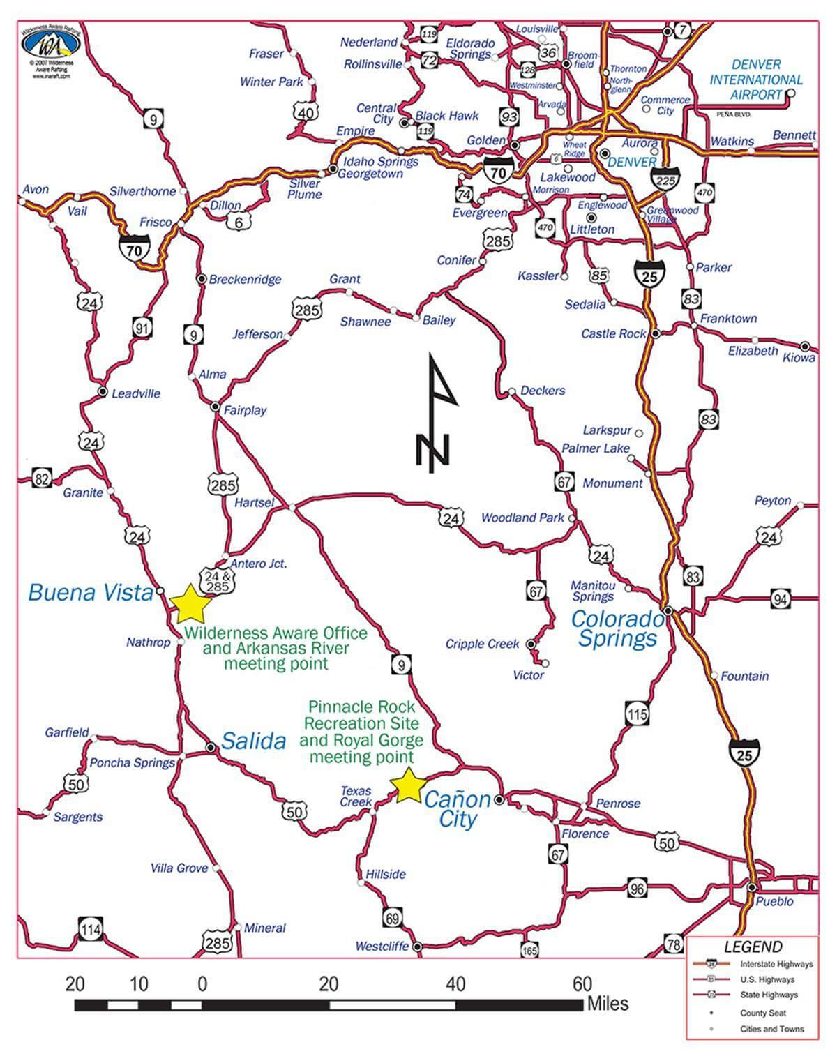 Arkansas River Area Road Map | Colorado Highway