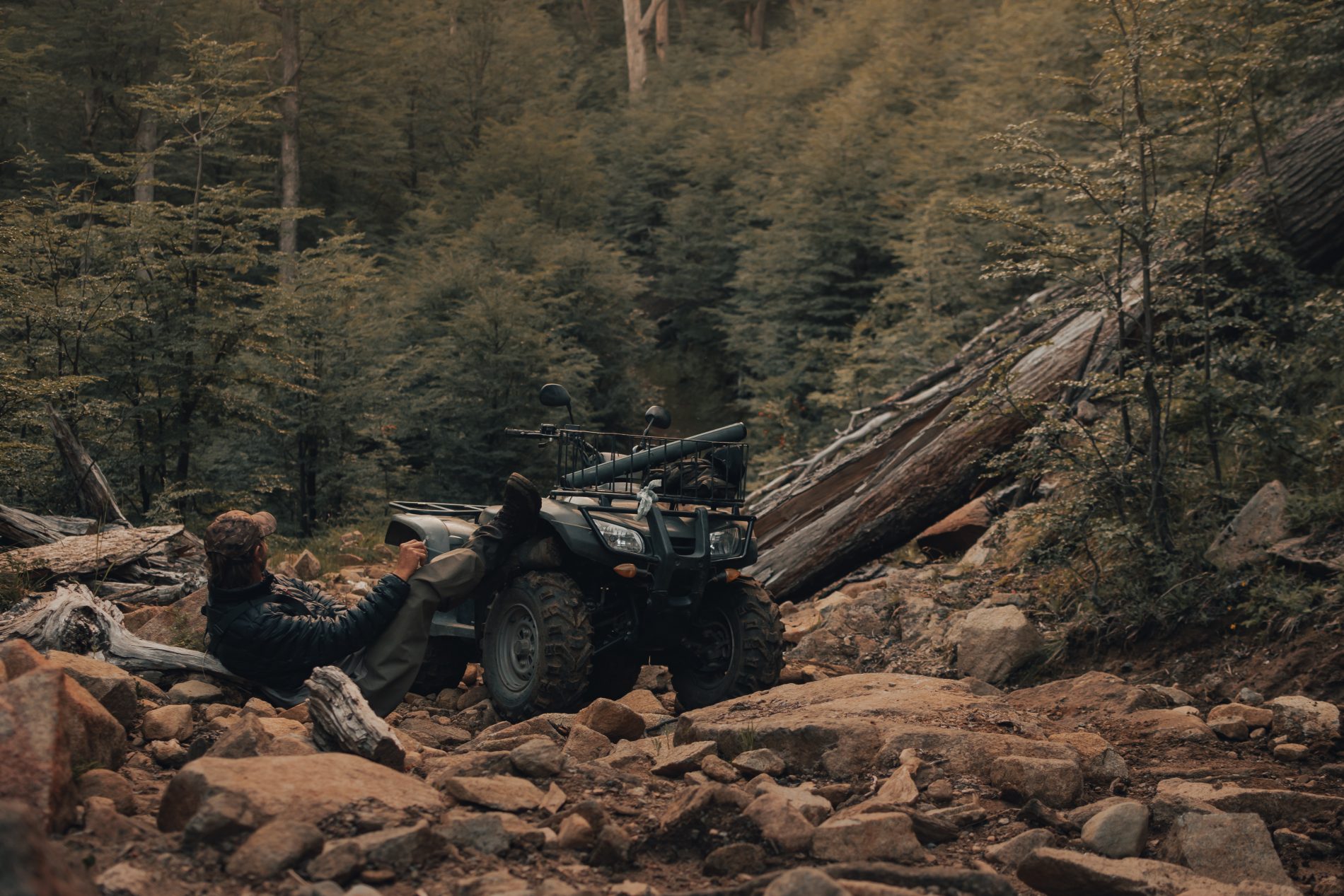 Offroad ATV rider enjoys a break in Buena Vista Colorado