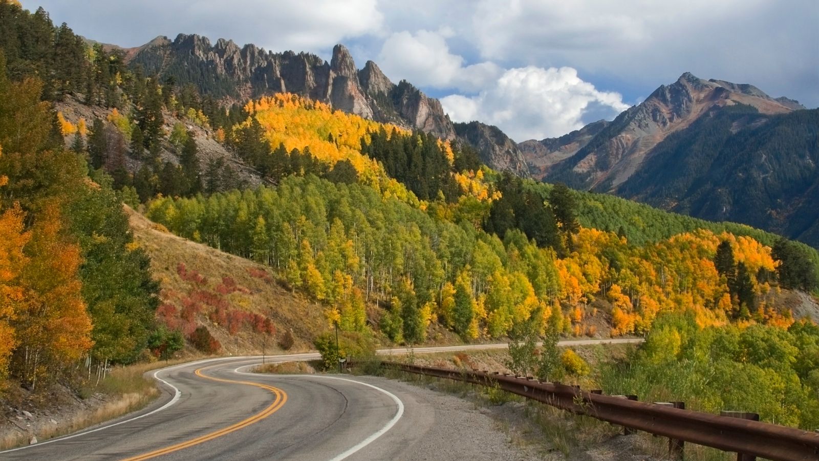 The million dollar highway in Colorado in the fall